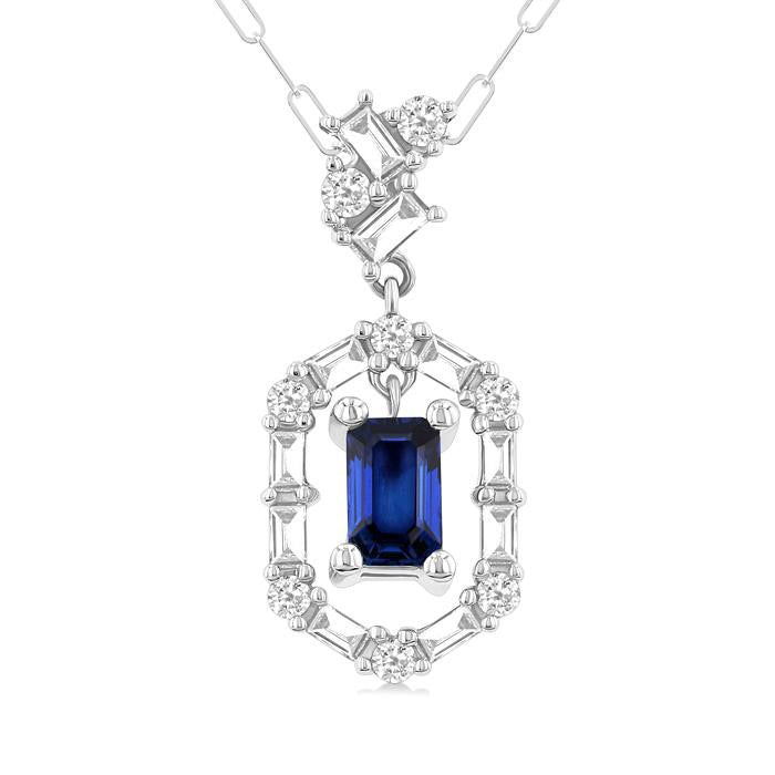 Ember Emerald Shape Gemstone & Diamond Fashion Pendant