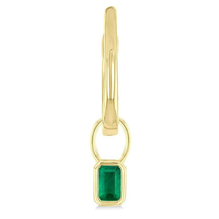 Emerald Shape Bezel Set Gemstone Huggie Fashion Earrings
