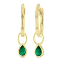 5x3 MM Bezel Set Pear Cut Emerald Precious Fashion Huggie Earrings in 14K Yellow Gold