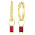 Emerald Shape Bezel Set Gemstone Huggie Fashion Earrings