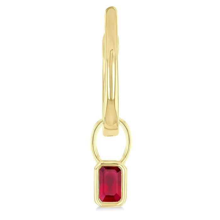 Emerald Shape Bezel Set Gemstone Huggie Fashion Earrings