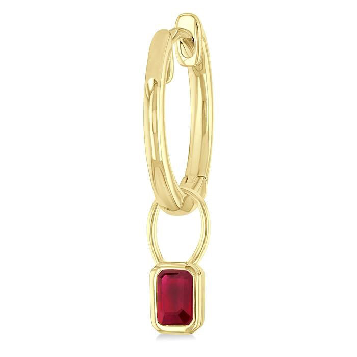 Emerald Shape Bezel Set Gemstone Huggie Fashion Earrings