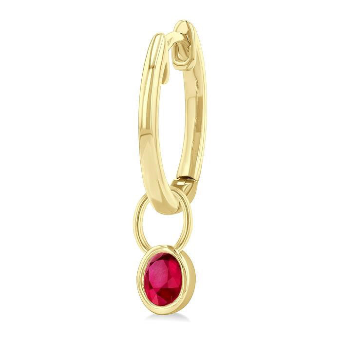 Oval Shape Bezel Set Gemstone Huggie Fashion Earrings