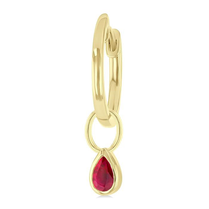 Pear Shape Bezel Set Gemstone Huggie Fashion Earrings