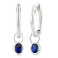5x3 MM Bezel Set Oval Cut Sapphire Precious Fashion Huggie Earrings in 14K White Gold