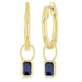 5x3 MM Bezel Set Emerald Cut Sapphire Precious Fashion Huggie Earrings in 14K Yellow Gold