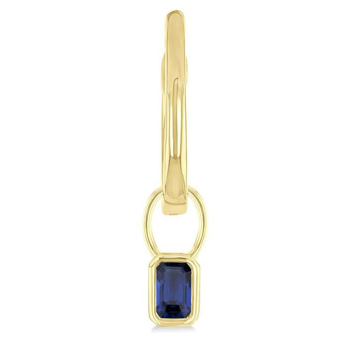 Emerald Shape Bezel Set Gemstone Huggie Fashion Earrings