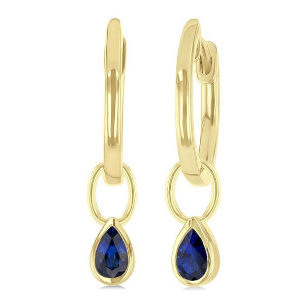 Pear Shape Bezel Set Gemstone Huggie Fashion Earrings