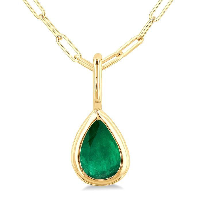 Tempest Pear Shape Bezel Set Paperclip Gemstone Fashion Pendant