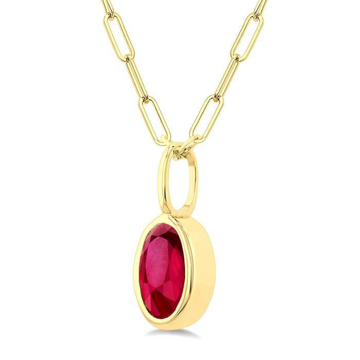 Vale Oval Shape Bezel Set Paperclip Gemstone Fashion Pendant