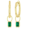 5x3 MM Bezel Set Emerald Precious Fashion Huggie Earrings in 10K Yellow Gold