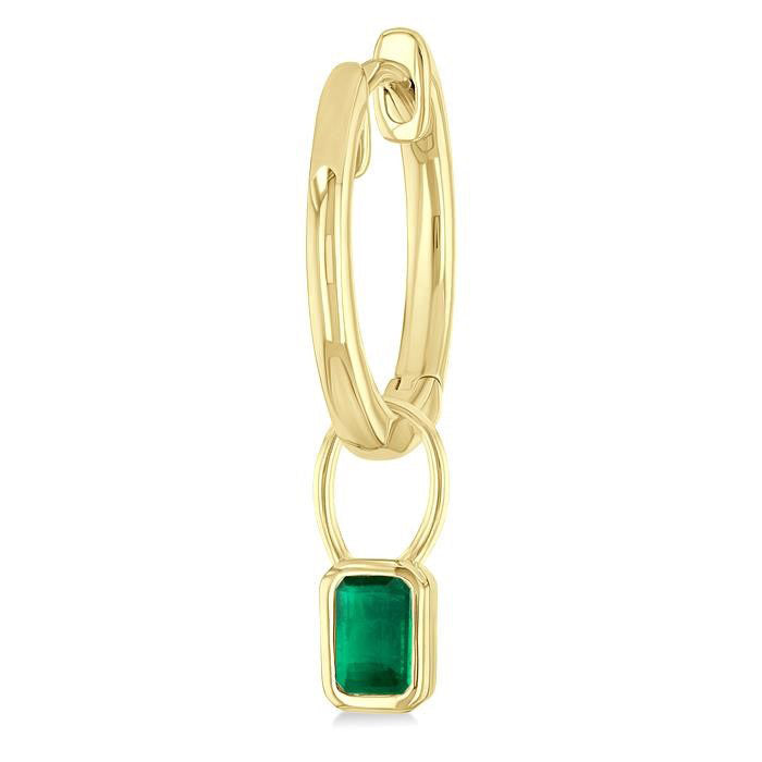 Emerald Shape Bezel Set Gemstone Huggie Fashion Earrings