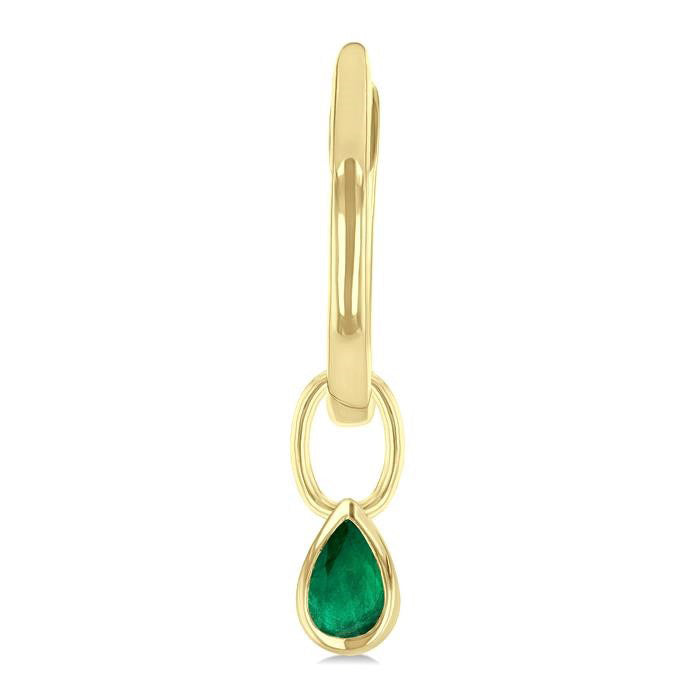 Pear Shape Bezel Set Gemstone Huggie Fashion Earrings