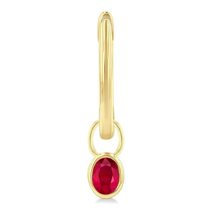 Oval Shape Bezel Set Gemstone Huggie Fashion Earrings