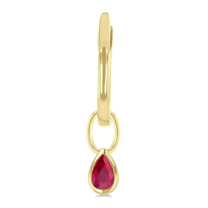 Pear Shape Bezel Set Gemstone Huggie Fashion Earrings