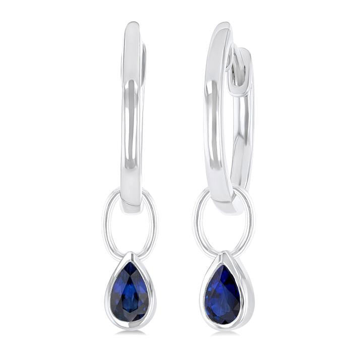 Pear Shape Bezel Set Gemstone Huggie Fashion Earrings