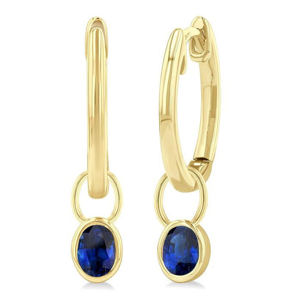 Oval Shape Bezel Set Gemstone Huggie Fashion Earrings