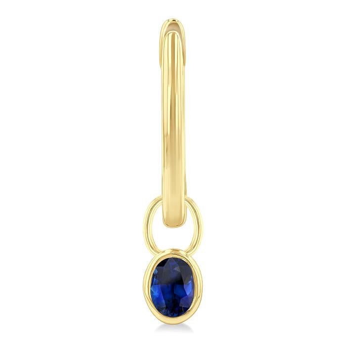 Oval Shape Bezel Set Gemstone Huggie Fashion Earrings