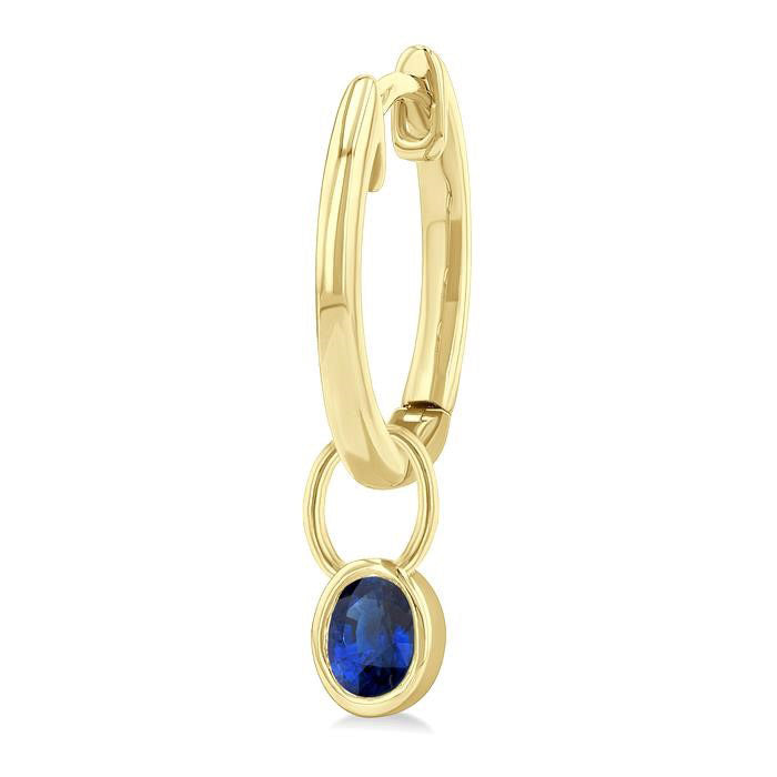 Oval Shape Bezel Set Gemstone Huggie Fashion Earrings