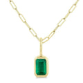 Haven Emerald Shape Bezel Set Paperclip Gemstone Fashion Pendant
