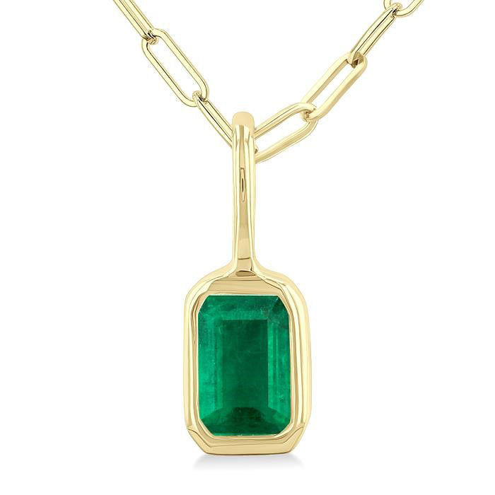 Haven Emerald Shape Bezel Set Paperclip Gemstone Fashion Pendant