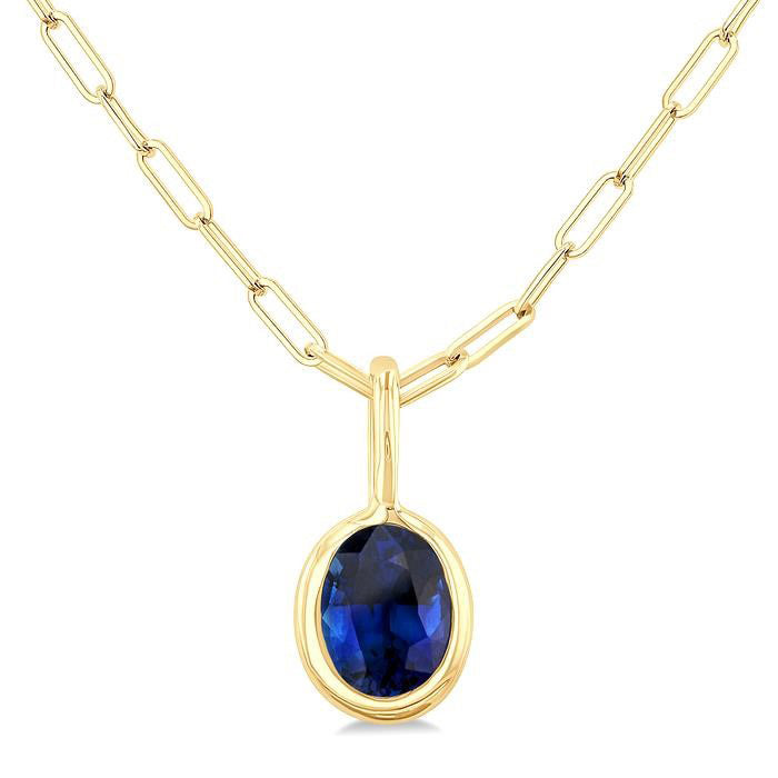 Vale Oval Shape Bezel Set Paperclip Gemstone Fashion Pendant