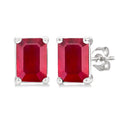 Emerald Shape Gemstone Stud Earrings