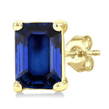 Emerald Shape Gemstone Stud Earrings