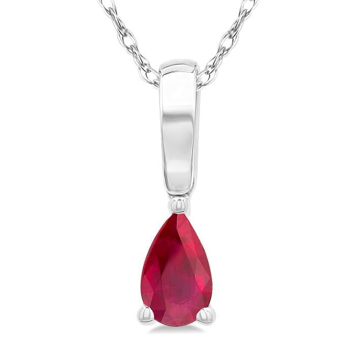 Aurora Pear Shape Gemstone Solitaire Pendant