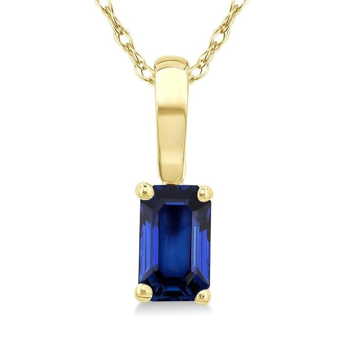 Raven Emerald Shape Gemstone Solitaire Pendant