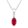 5X3 MM Oval Shape Ruby Precious Solitaire Pendant With Chain in 14K White Gold