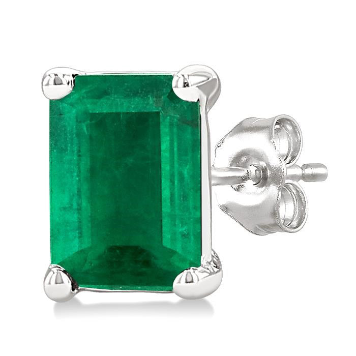 Emerald Shape Gemstone Stud Earrings