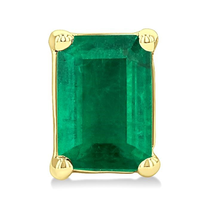 4X3 MM Octagon Shape Emerald Precious Stud Earrings in 14K Yellow Gold
