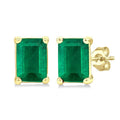 Emerald Shape Gemstone Stud Earrings