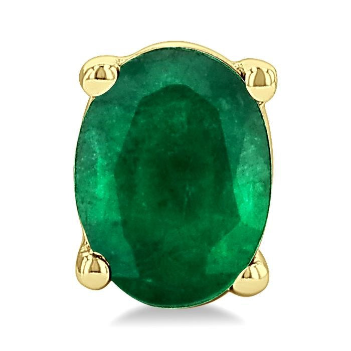 4X3 MM Oval Shape Emerald Precious Stud Earrings in 14K Yellow Gold