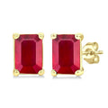 Emerald Shape Gemstone Stud Earrings