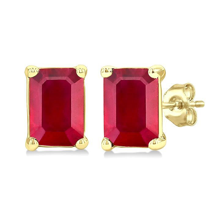 Emerald Shape Gemstone Stud Earrings