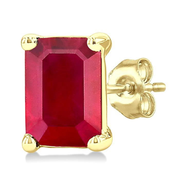 Emerald Shape Gemstone Stud Earrings