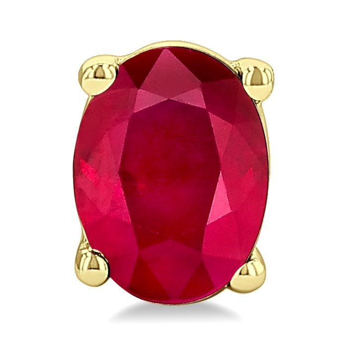 4X3 MM Oval Shape Ruby Precious Stud Earrings in 14K Yellow Gold