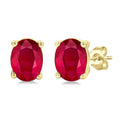 Oval Shape Gemstone Stud Earrings