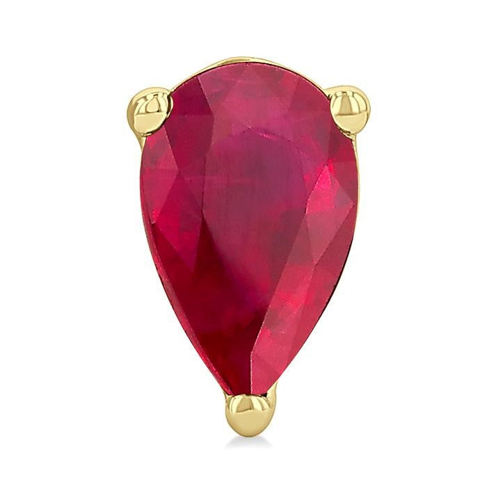 4X3 MM Pear Shape Ruby Precious Stud Earrings in 14K Yellow Gold