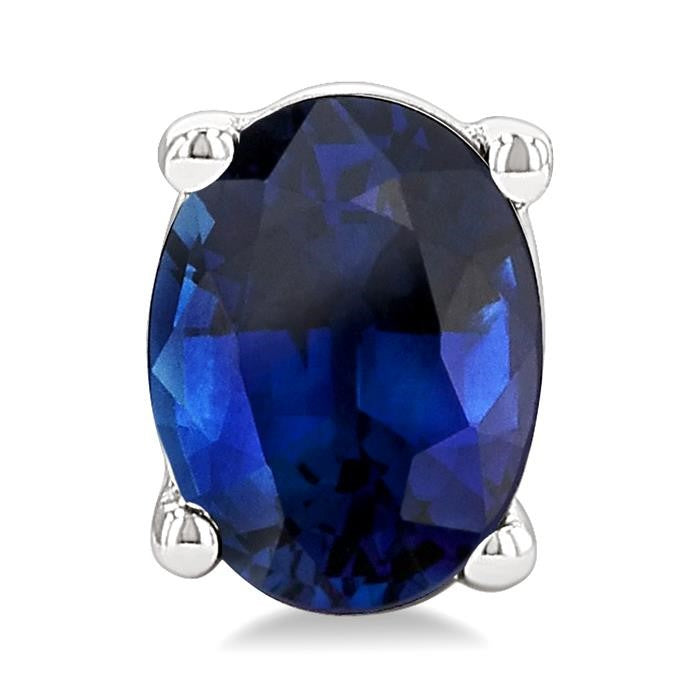 4X3 MM Oval Shape Sapphire Precious Stud Earrings in 14K White Gold