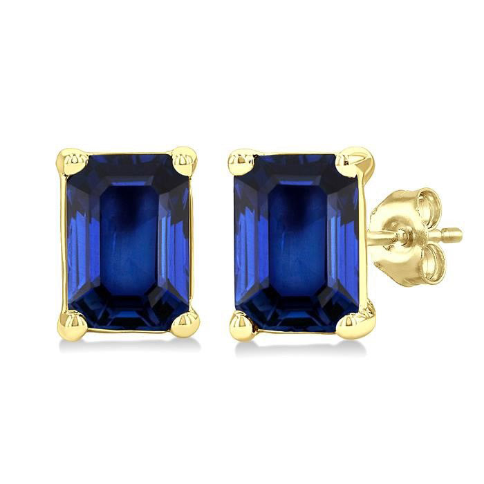 Emerald Shape Gemstone Stud Earrings
