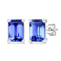 Emerald Shape Gemstone Stud Earrings