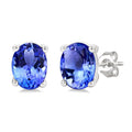 Oval Shape Gemstone Stud Earrings