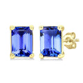 Emerald Shape Gemstone Stud Earrings