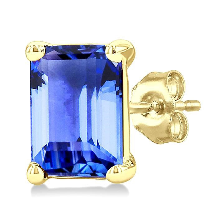 Emerald Shape Gemstone Stud Earrings