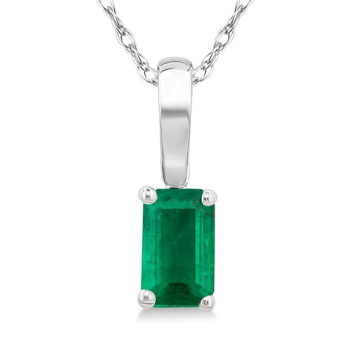 Raven Emerald Shape Gemstone Solitaire Pendant