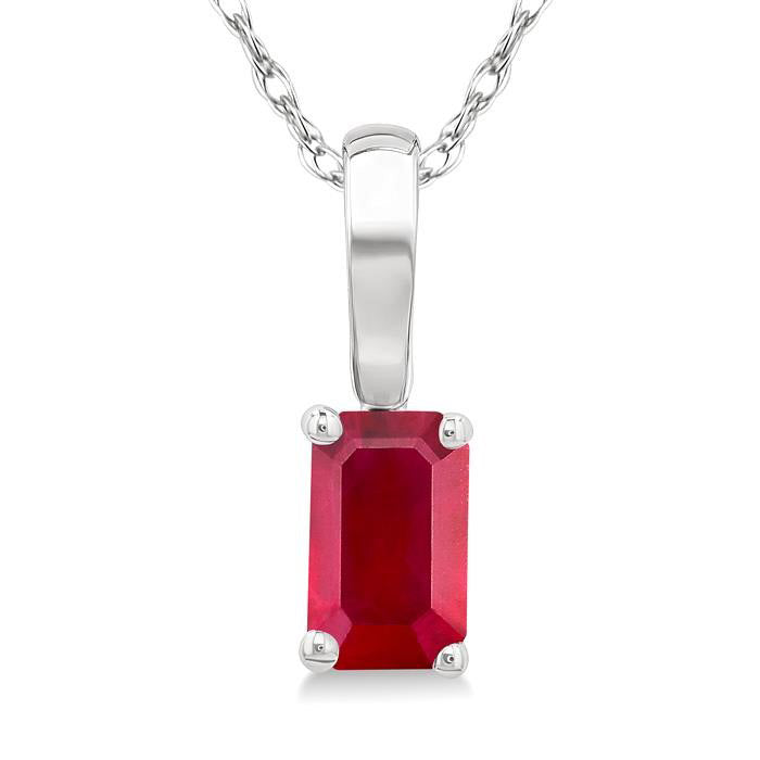 Emerald Shape Gemstone Solitaire Pendant