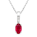 5X3 MM Oval Shape Ruby Precious Solitaire Pendant With Chain in 14K White Gold